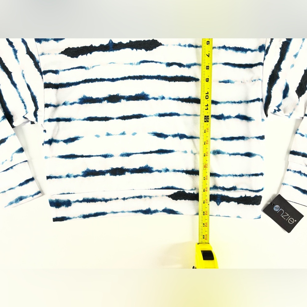 ONZIE Tie-Dye Striped Crop Hoodie‎ White Black Navy Blue Size M / L - Picture 10 of 12